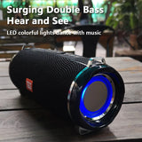 Portable Bluetooth Speaker – Waterproof Outdoor Soundbar with Wireless Subwoofer, LED Light, U Disk & FM Radio