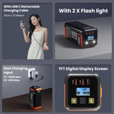High-Capacity 50000mAh Power Bank – 100W PD PPS Fast Charging with Type-C Built-in Cable for Phones & Laptops