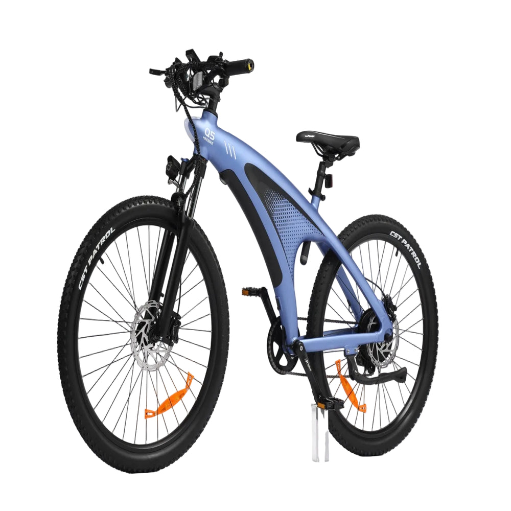 Blue electric bicycle on a white background