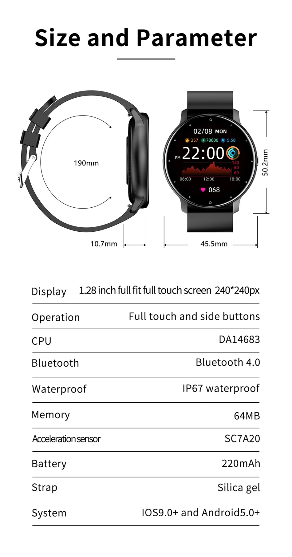 LIGE 2025 New Men’s Smart Watch – Full Touch Sport Fitness Watch, IP67 Waterproof, Bluetooth for Android & iOS, with Box