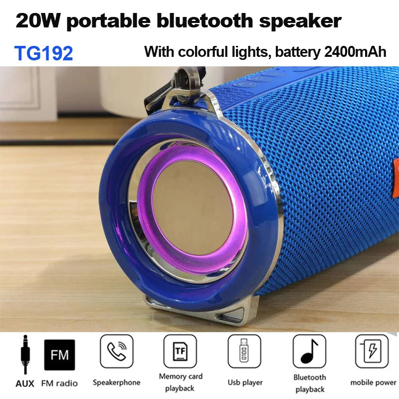 Portable Bluetooth Speaker – Waterproof Outdoor Soundbar with Wireless Subwoofer, LED Light, U Disk & FM Radio