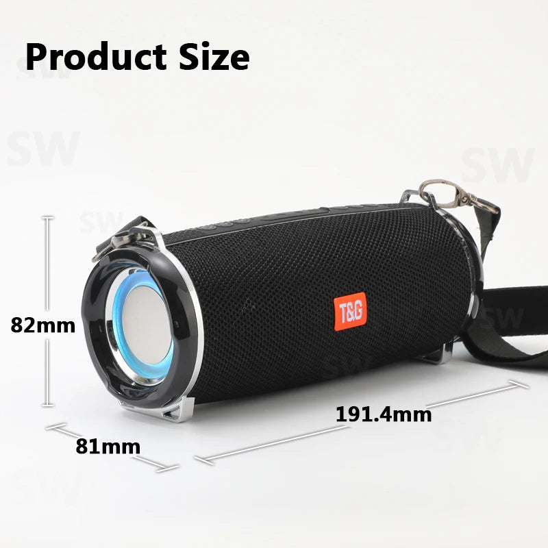 Portable Bluetooth Speaker – Waterproof Outdoor Soundbar with Wireless Subwoofer, LED Light, U Disk & FM Radio