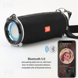 Portable Bluetooth Speaker – Waterproof Outdoor Soundbar with Wireless Subwoofer, LED Light, U Disk & FM Radio