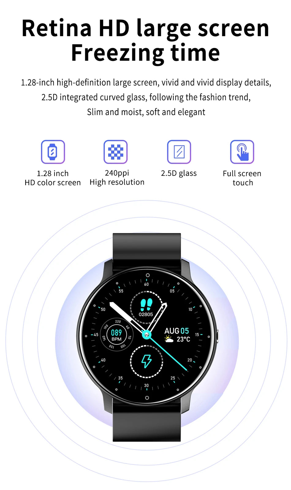 LIGE 2025 New Men’s Smart Watch – Full Touch Sport Fitness Watch, IP67 Waterproof, Bluetooth for Android & iOS, with Box