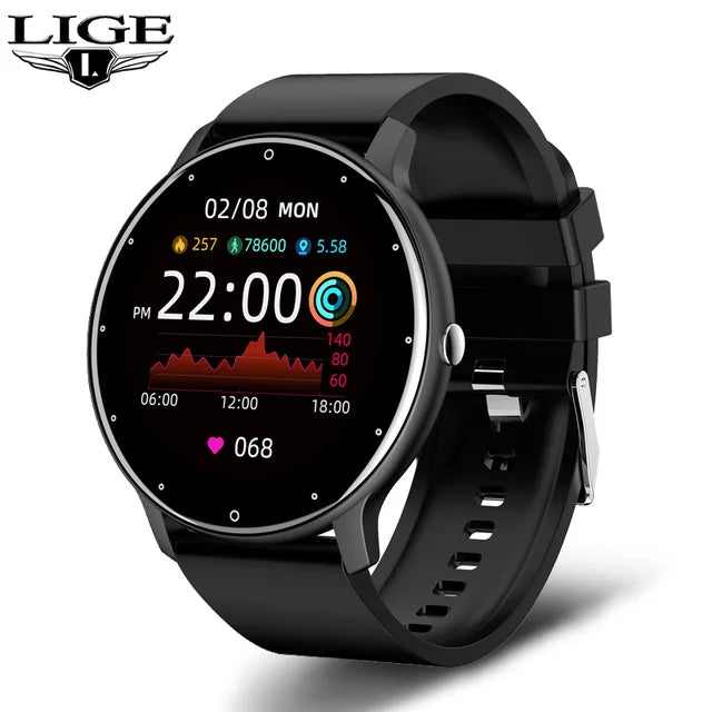 LIGE 2025 New Men’s Smart Watch – Full Touch Sport Fitness Watch, IP67 Waterproof, Bluetooth for Android & iOS, with Box