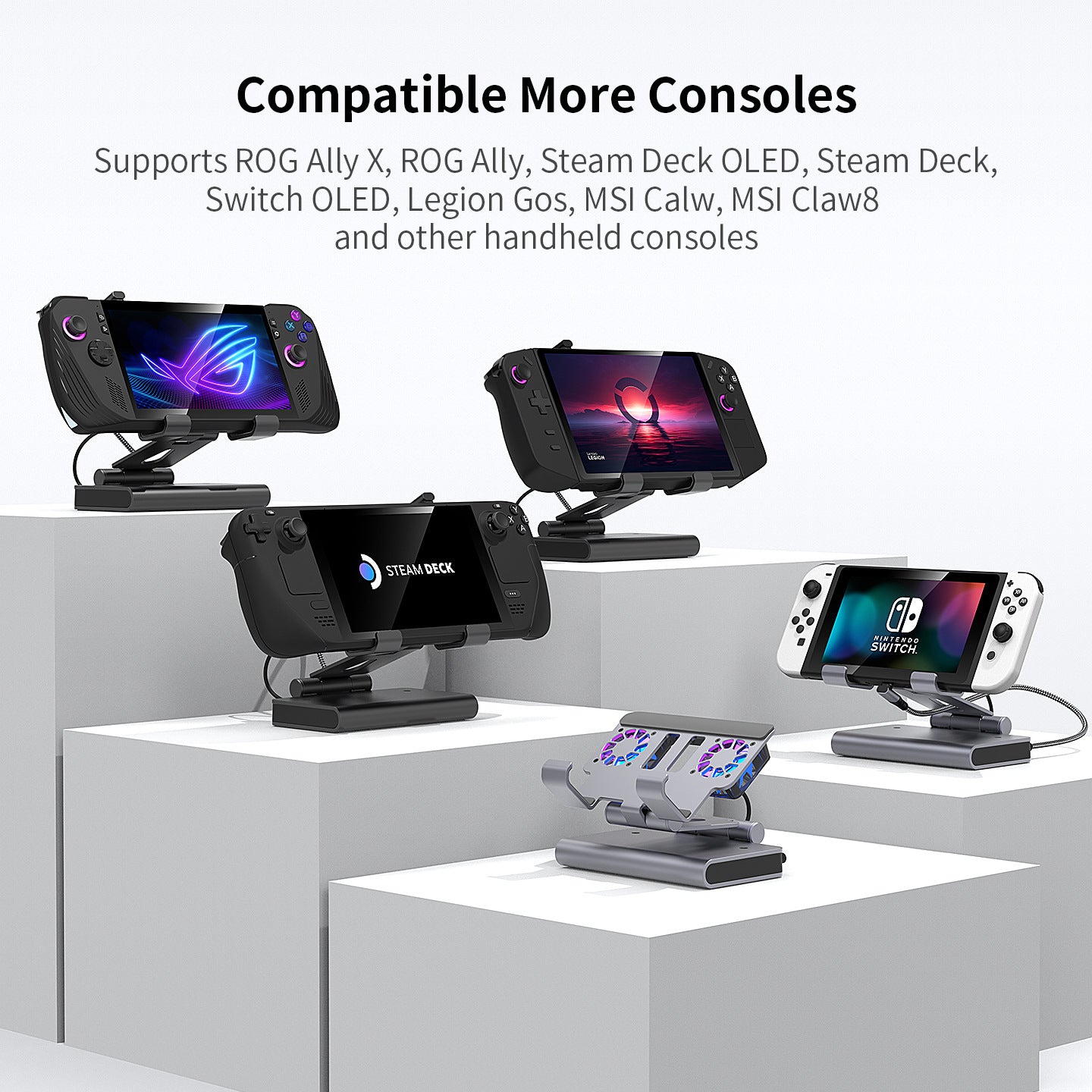 Steam Deck Dock with Dual Fans 4K 60Hz HDMI 100W Fast Charging Gigabit Ethernet Hub All-in-One Cooling Stand for Steam Deck