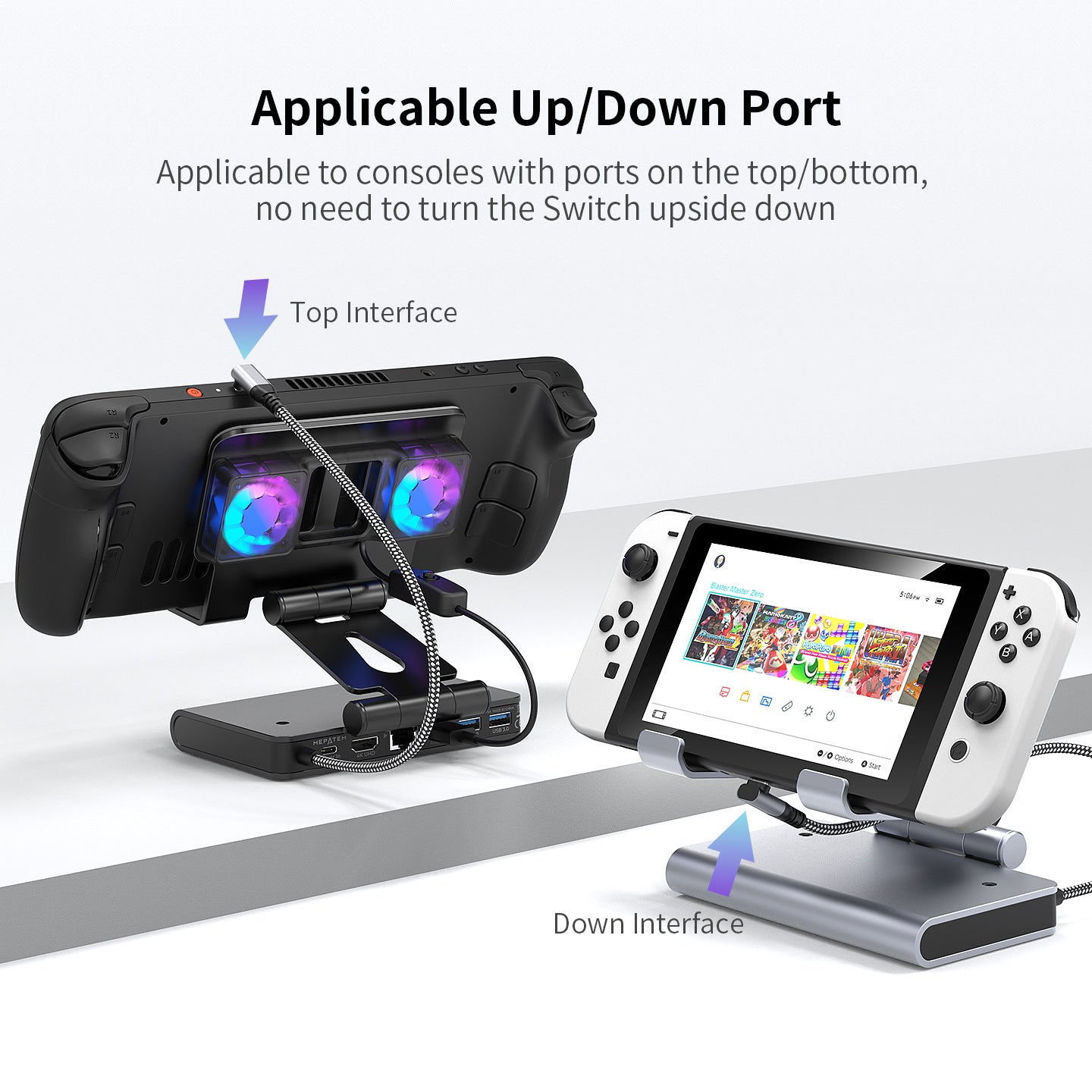 Steam Deck Dock with Dual Fans 4K 60Hz HDMI 100W Fast Charging Gigabit Ethernet Hub All-in-One Cooling Stand for Steam Deck