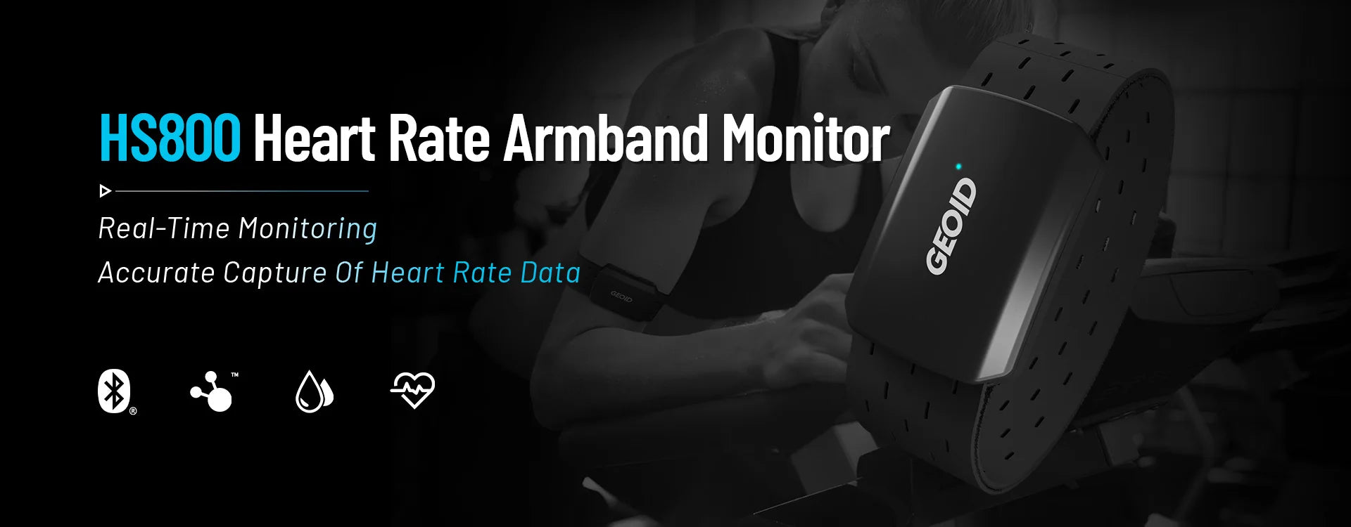 GEOID Armband Heart Rate Monitor HS800 – Fitness Tracker HR Sensor for Exercise, Cycling, Yoga & Sports (HS500 Compatible)