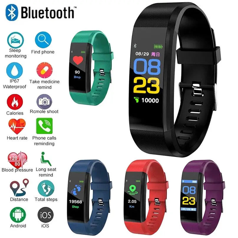 115Plus Kids Smartwatch – Bluetooth 4.0 Touch Sports Bracelet Fitness Tracker for iOS & Android