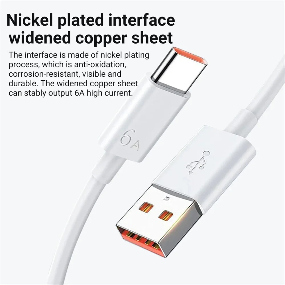 66W USB Fast Charger Quick Charge 3.0 EU Plug Adapter with 6A Type-C Cable for Huawei Mate 50 60, Nova 10, Honor 100, Magic 5