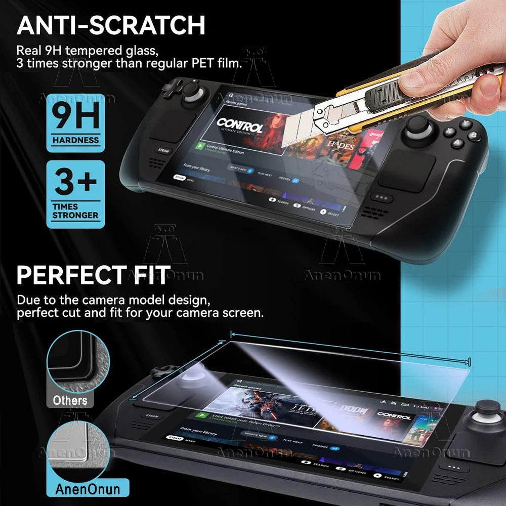 Steam Deck/Steam Deck Oled Tempered Glass Screen Protector 2.5D Curved Edge 9H Hardness Shatterproof Anti-Scratch HD Bubble-Free