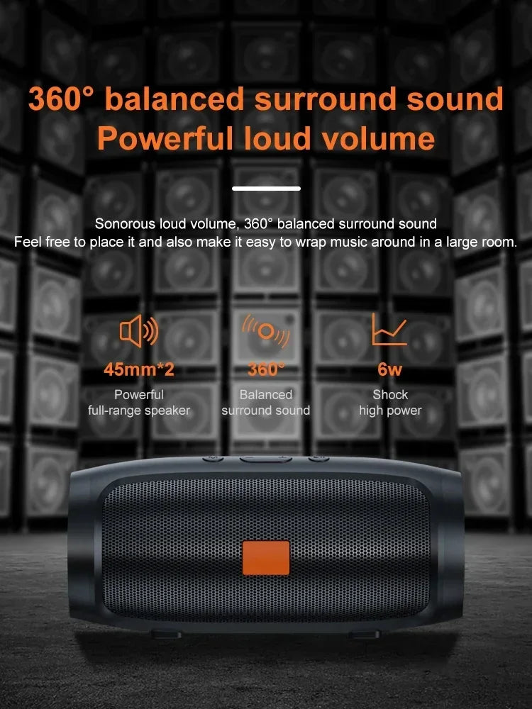 Bluetooth 5.0 Portable Speaker – Dual Stereo Speakers with Subwoofer, TF/USB Playback, FM Radio & Voice Broadcast for Outdoor Use