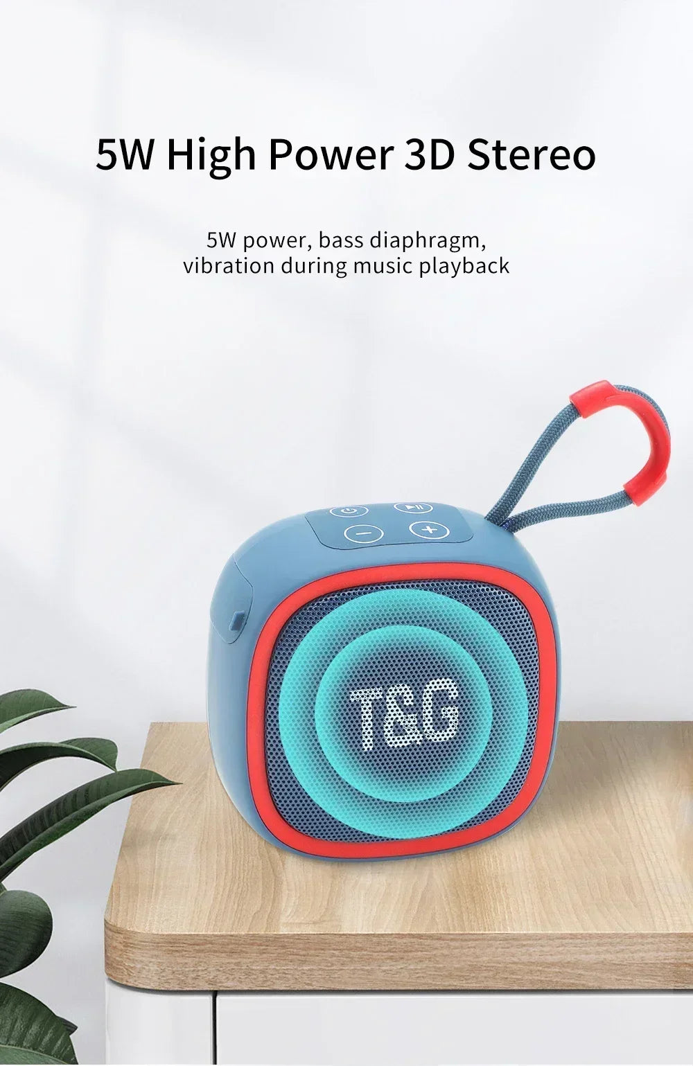 Mini Bluetooth Speaker – IPX4 Waterproof Portable Wireless Loudspeaker with TF Card, FM Radio, TWS Stereo & HiFi Sound