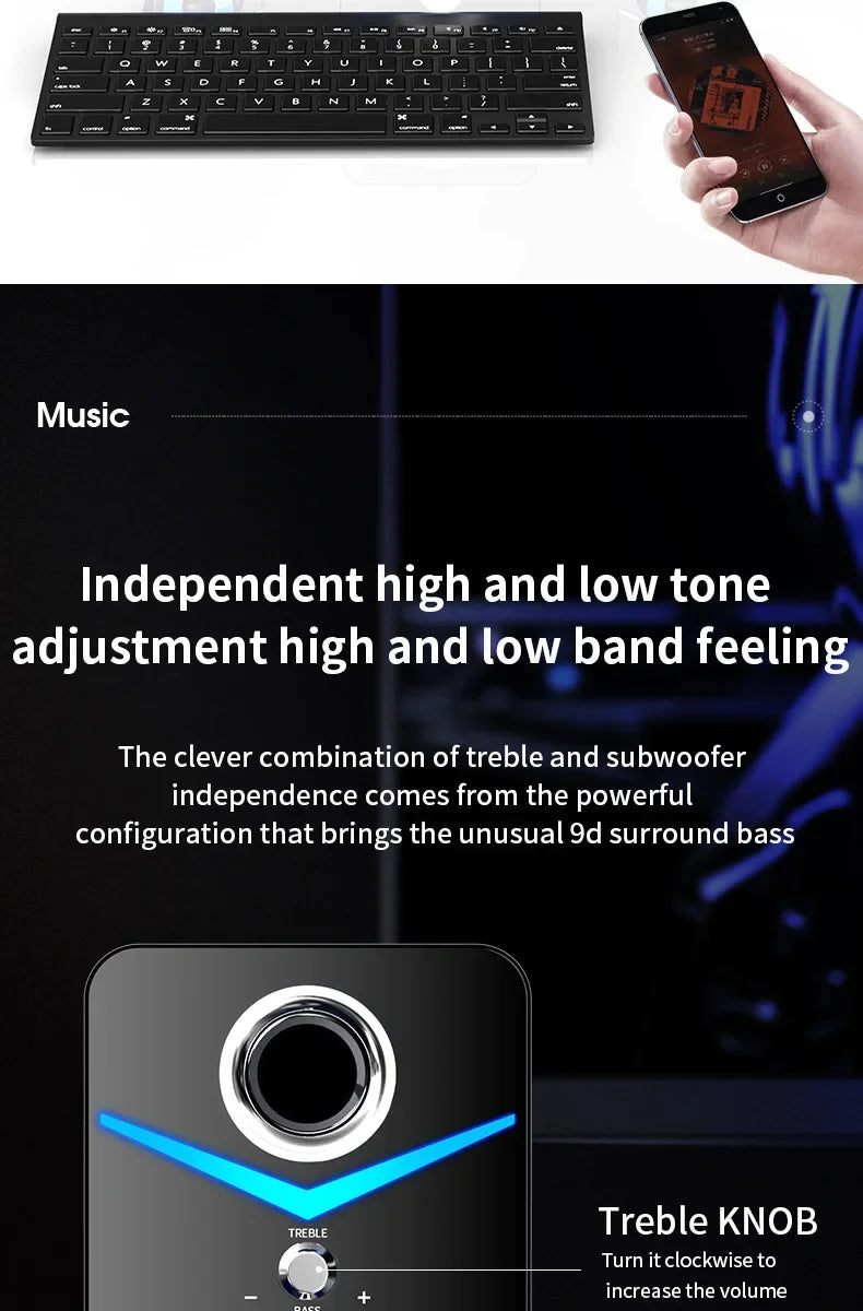 Bluetooth Speaker – Home Theater Bass System, Mini Desktop Speakers for PC, Phone, MP3 Player & Subwoofer Soundbar