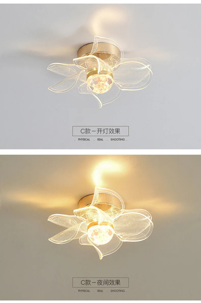 Nordic Acrylic Ceiling Lamp Suitable For Bedroom Lustre Chandeliers In Corridor Cloakroom Gold Plafonier Elegant Ceiling Lamps