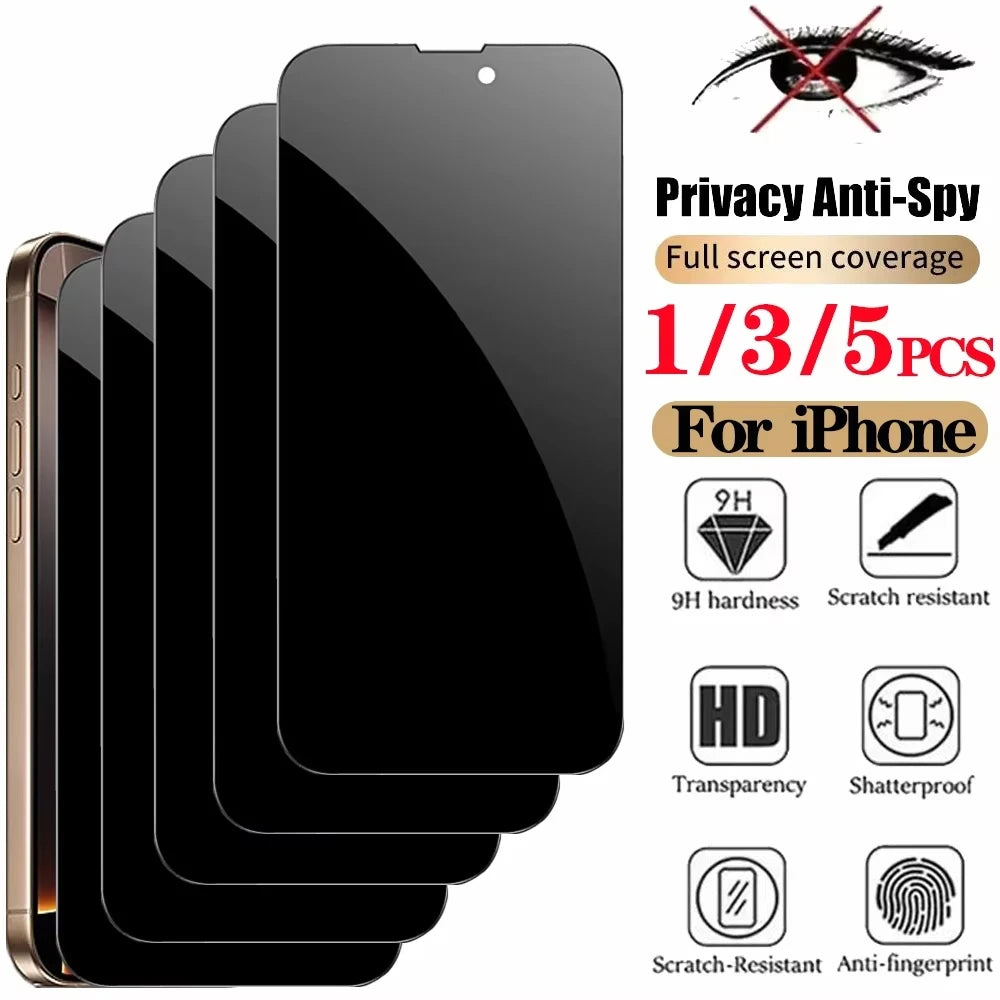 Anti-Spy Tempered Glass Privacy Screen Protector for iPhone 17/16/15/14/13/12/11 Pro Max, SE, 7, 8 Plus, XR & Mini