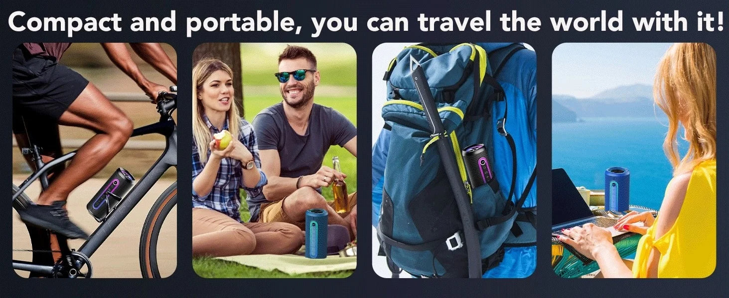 Portable Bluetooth Speaker – 30W Loud Stereo, BT5.4, IPX7 Waterproof, 24H Playtime Wireless Speaker