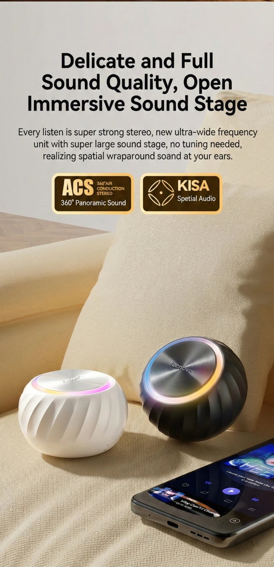 Lenovo ED100 Portable Bluetooth Wireless Speaker Outdoor Loudspeaker Music Surround Bass Waterproof Speakers for Party Meeting