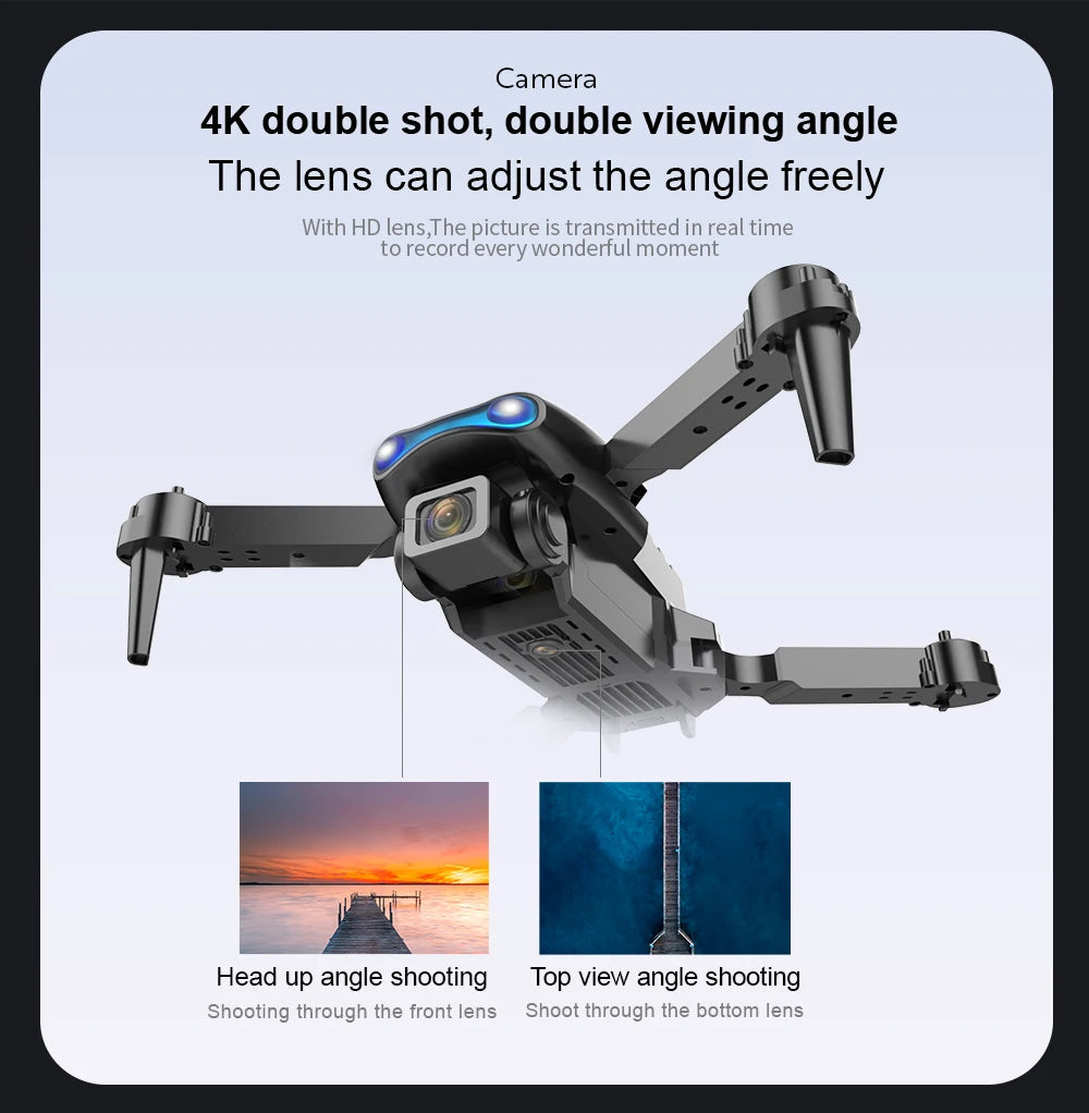 2024 New Drone With 4K Professional Camera High-Definition Dual Camera Lens Long Battery Life LED Night Flight Lights Toy Gift