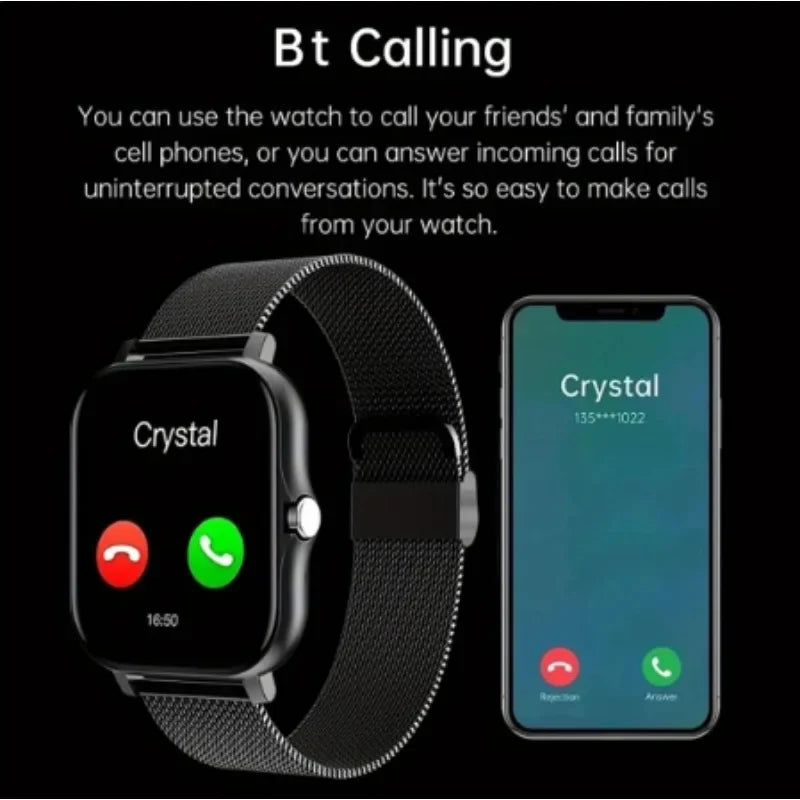 1.44" Smart Watch for Android – Full Touch Color Screen, Bluetooth Call, Magnetic Charging