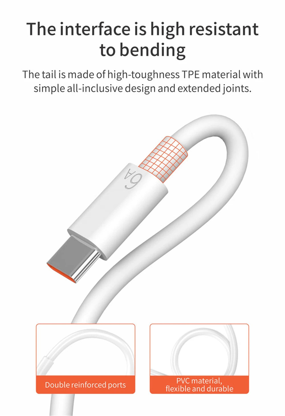 66W USB Fast Charger Quick Charge 3.0 EU Plug Adapter with 6A Type-C Cable for Huawei Mate 50 60, Nova 10, Honor 100, Magic 5