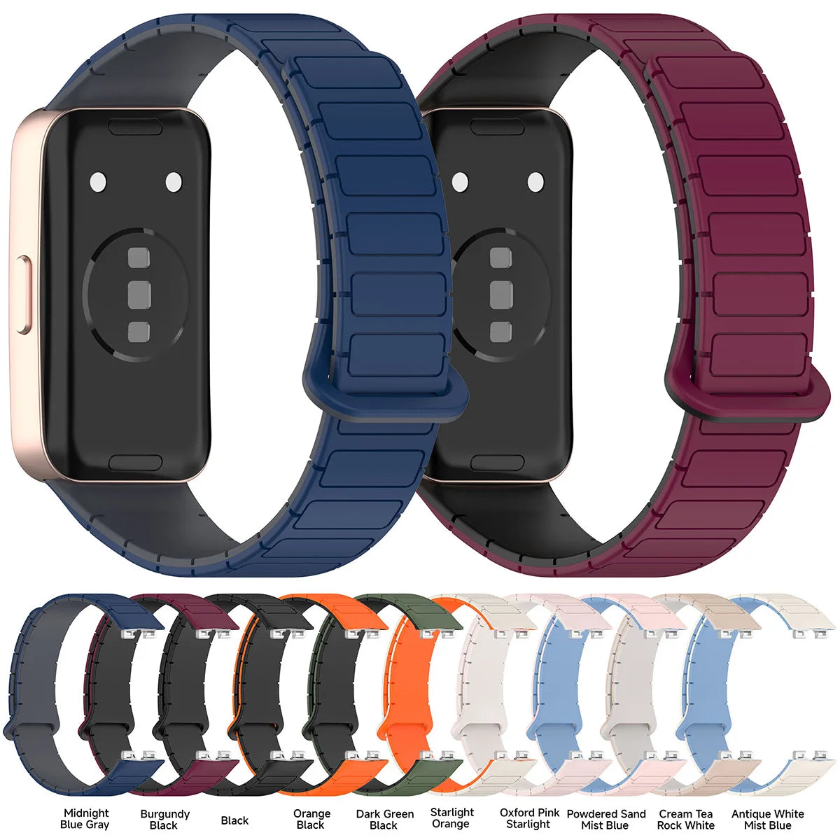 New Magnetic Silicone Strap for Huawei Watch 8/9/10 – Two-Tone Sport Band Smartwatch Accessories