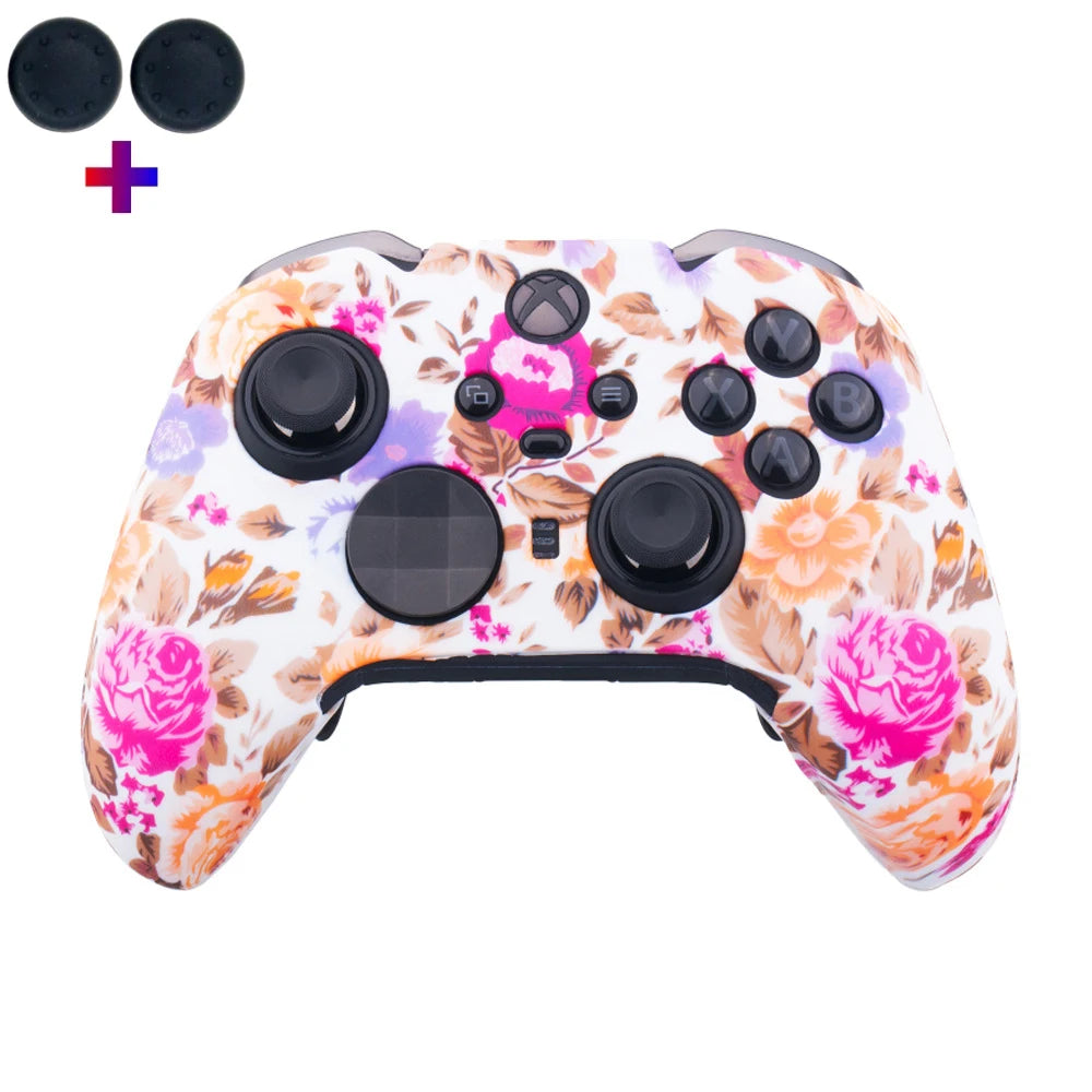 Gamepad Cases Soft Silicone Cover Anti-slip Protective Skin Case For Xbox Series X/S Controller Joystick With 2PcsThumb Grip Cap