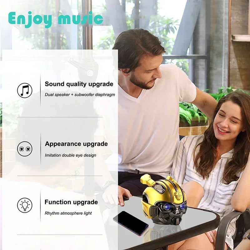 Original Transformers Bumblebee Bluetooth Speaker – Dual Speakers, Heavy Bass, LED Light, TF Card & FM Radio