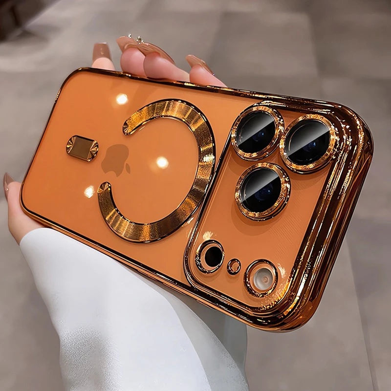 Luxury MagSafe Soft Phone Case for iPhone 11 12 13 14 15 16 17 Pro Max Plus Air, Magnetic Transparent TPU Bumper Cover