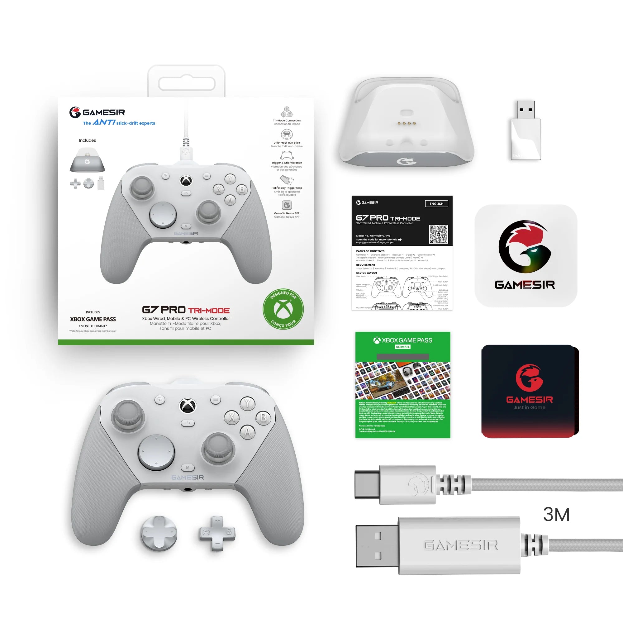 GameSir G7 Pro Xbox Series X|S Controller - TMR Sticks, Hall Effect Triggers, 1000Hz Polling, 6-Axis Gyro, Charging Station