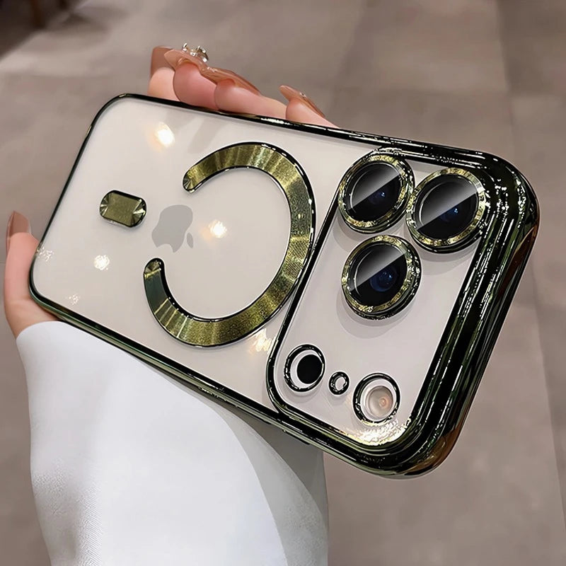 Luxury MagSafe Soft Phone Case for iPhone 11 12 13 14 15 16 17 Pro Max Plus Air, Magnetic Transparent TPU Bumper Cover