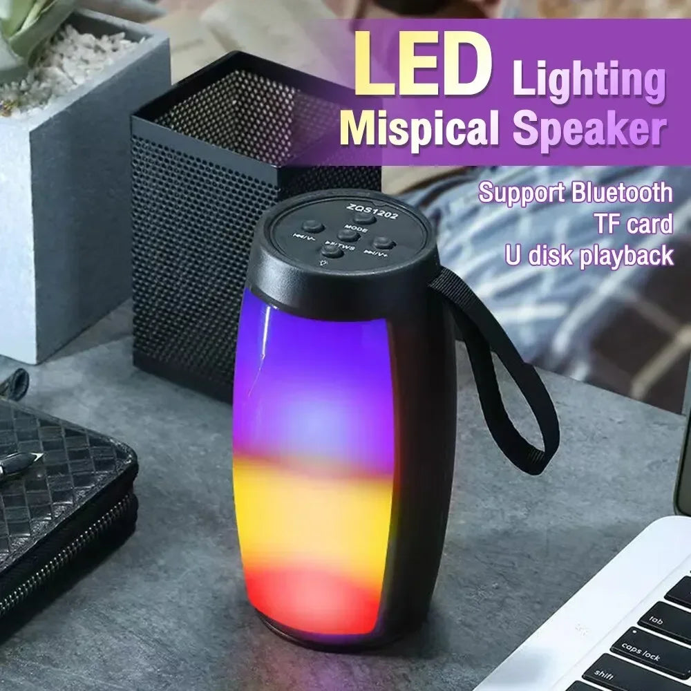 1202 Wireless Bluetooth Speaker – Portable Home & Outdoor Subwoofer with Bass, MP3 Player, Car Audio & LED Lights
