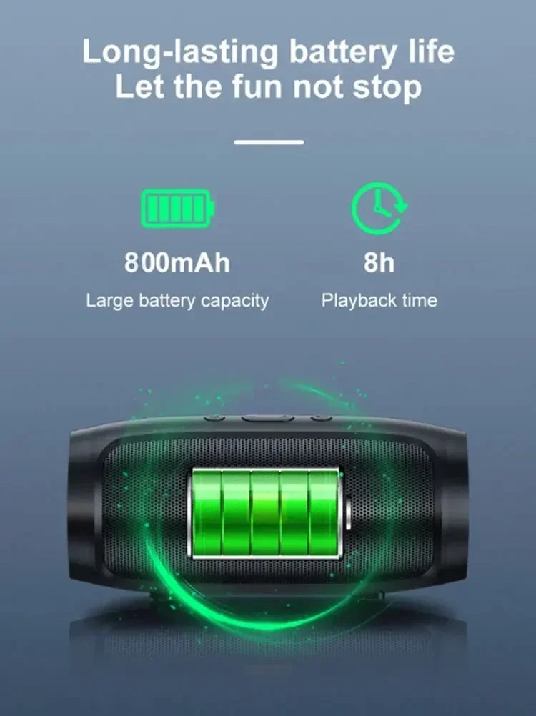 Bluetooth 5.0 Portable Speaker – Dual Stereo Speakers with Subwoofer, TF/USB Playback, FM Radio & Voice Broadcast for Outdoor Use
