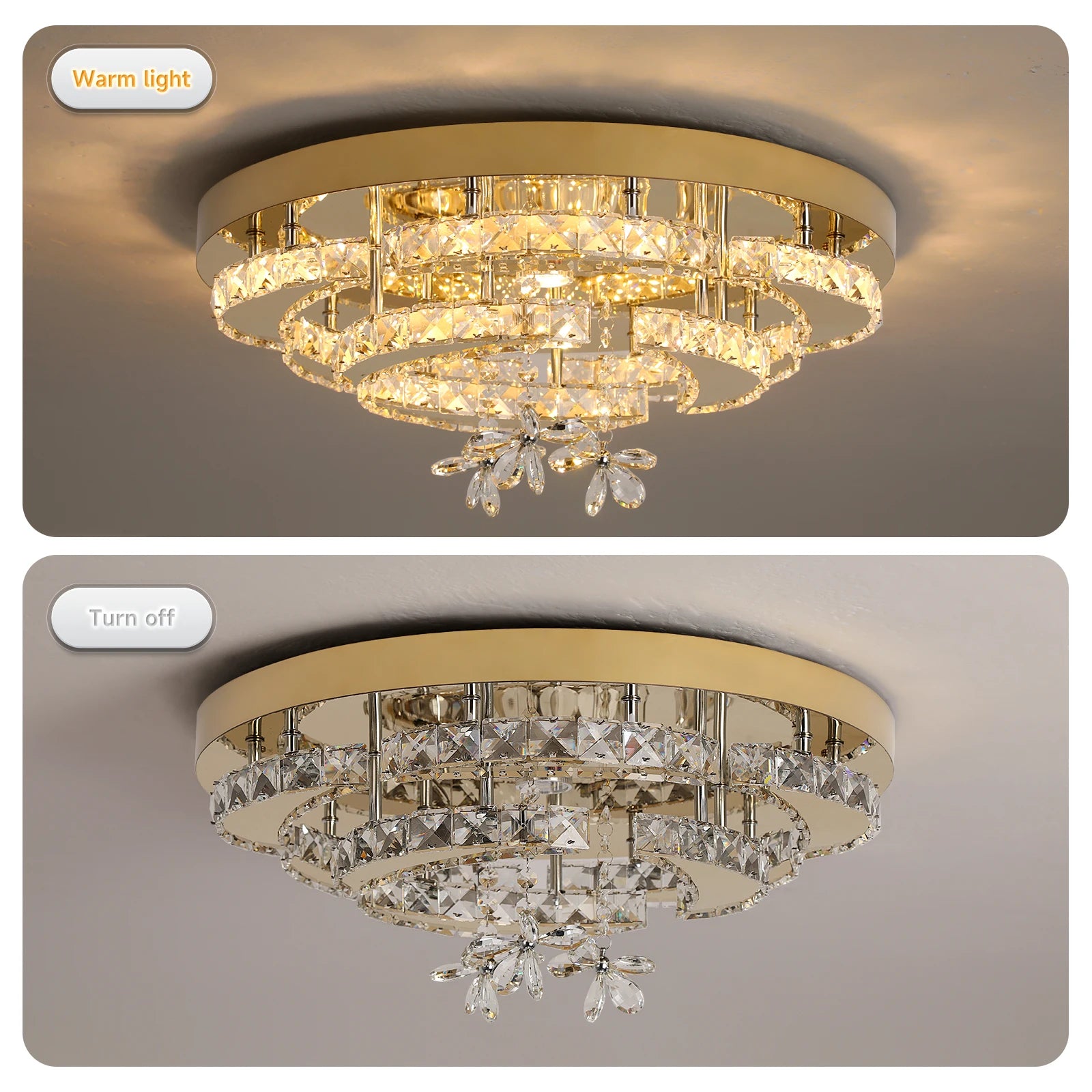 Luxury Gold K9 Crystal Ceiling Lamp Dimmable Led Chandelier Modern Living Dining Room Decor Pendant Light Lustre Home Fixture