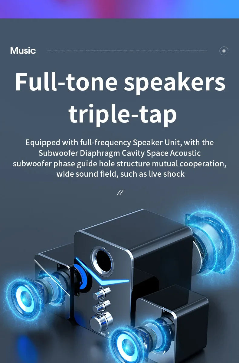 Bluetooth Speaker – Home Theater Bass System, Mini Desktop Speakers for PC, Phone, MP3 Player & Subwoofer Soundbar