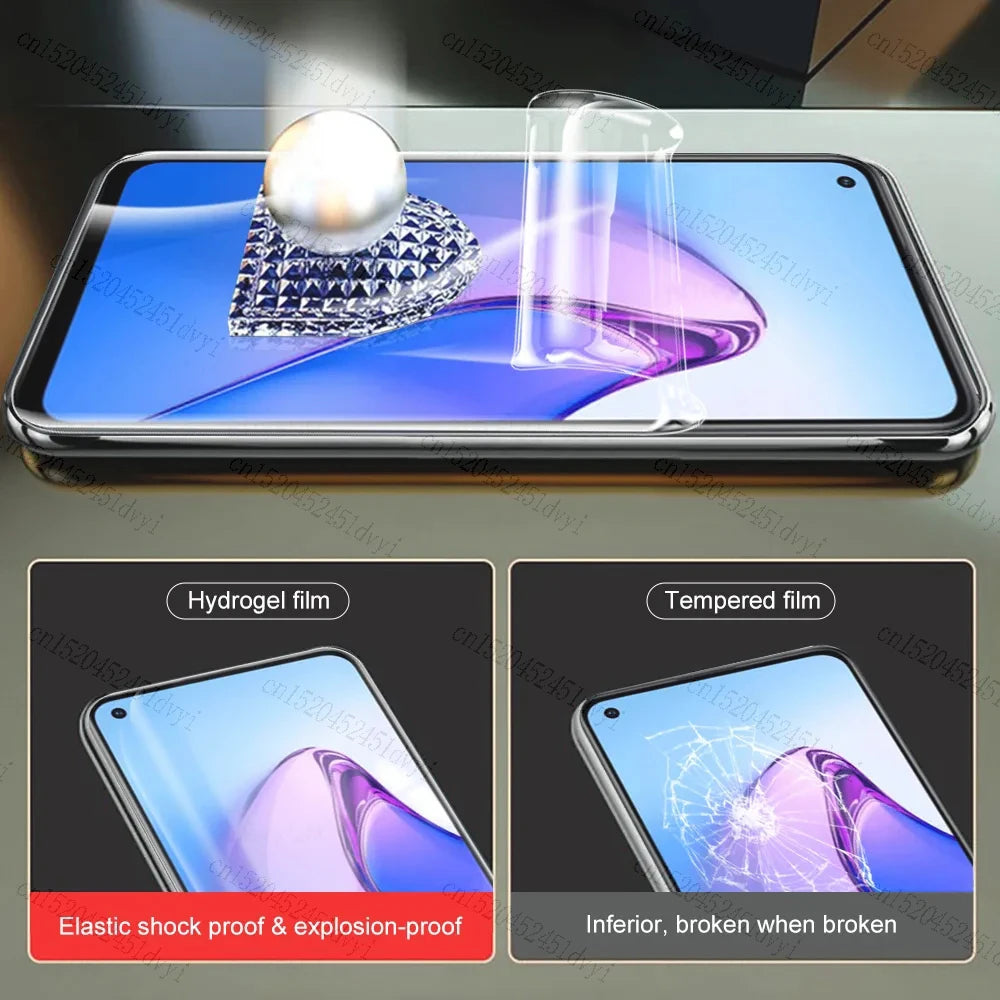 5PCS Hydrogel Screen Protector for Oppo Reno 10 Pro+ / 9 Pro / 8T / 8Z / 7 / 6 Series, Clear Full Cover Film 5G