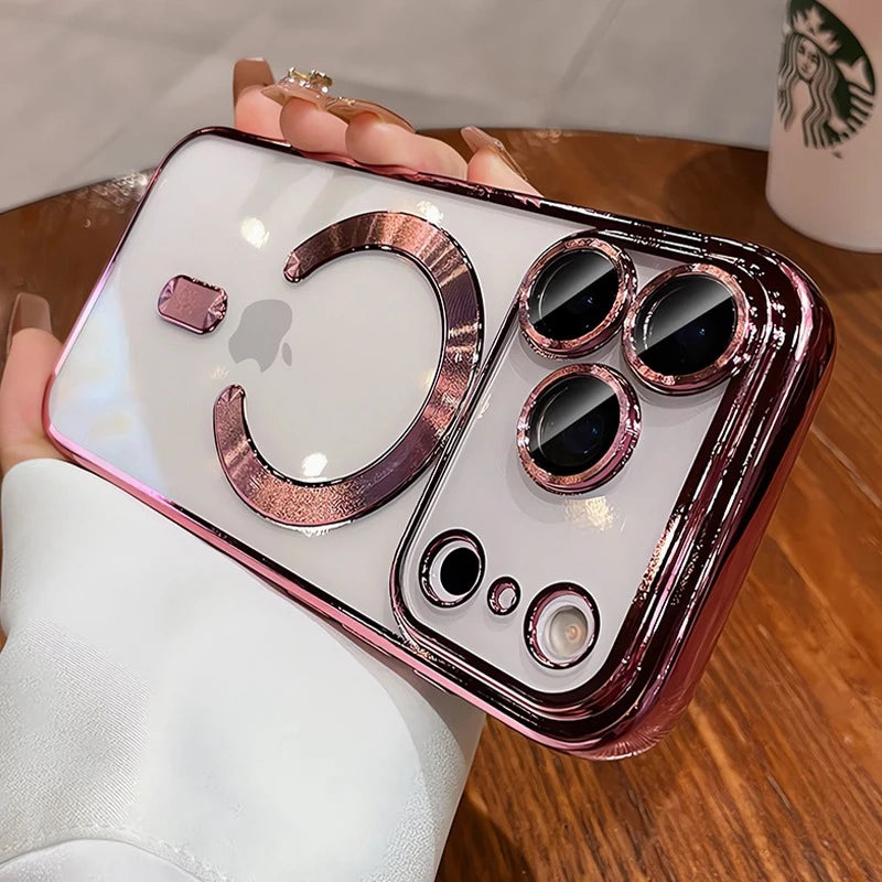 Luxury MagSafe Soft Phone Case for iPhone 11 12 13 14 15 16 17 Pro Max Plus Air, Magnetic Transparent TPU Bumper Cover