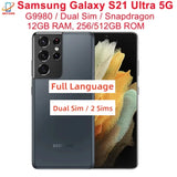 C Samsung Galaxy S21 Ultra S21U 5G Dual Sim G9980 6.8" ROM 256/512GB RAM 12GB Snapdragon NFC Original Unlocked Android Cellphone