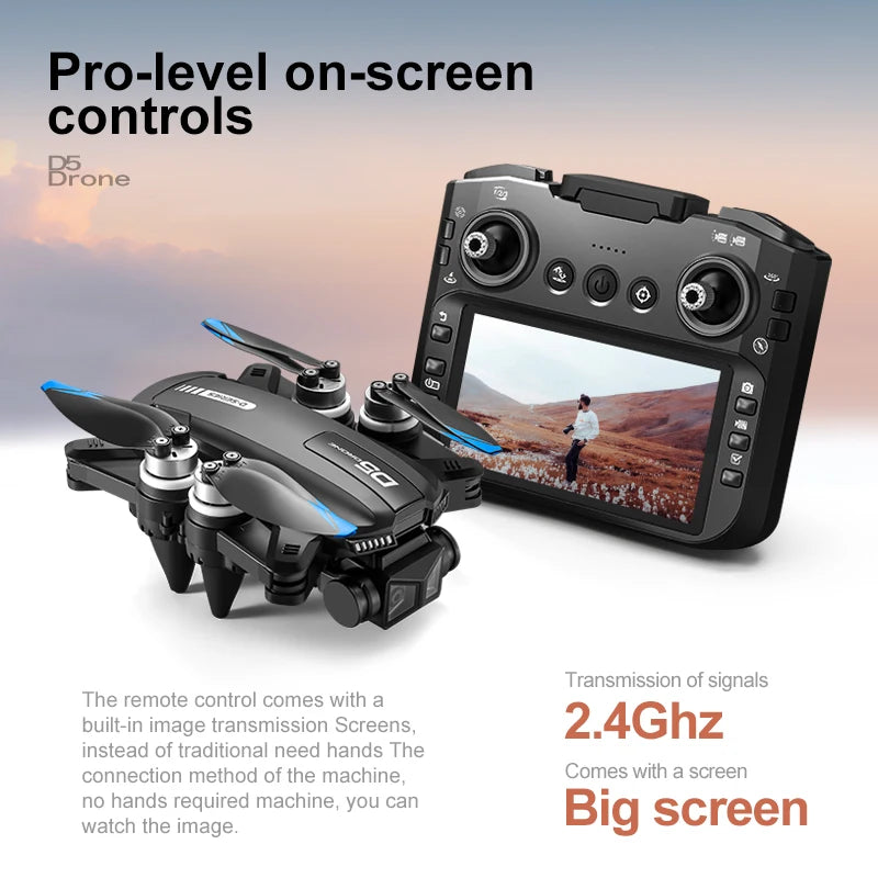 2026 NEW D5 Drones 4K HD Professional Remote Control Helicopter Plane RC Dron With Screen obstacle avoidance FPV Quadcopter Toys