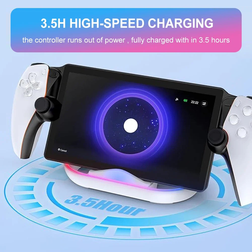 Charging Dock Station for Playstation Portal Remote Player Charger Stand for Ps Portal with RGB Light and USB C Charging Cable