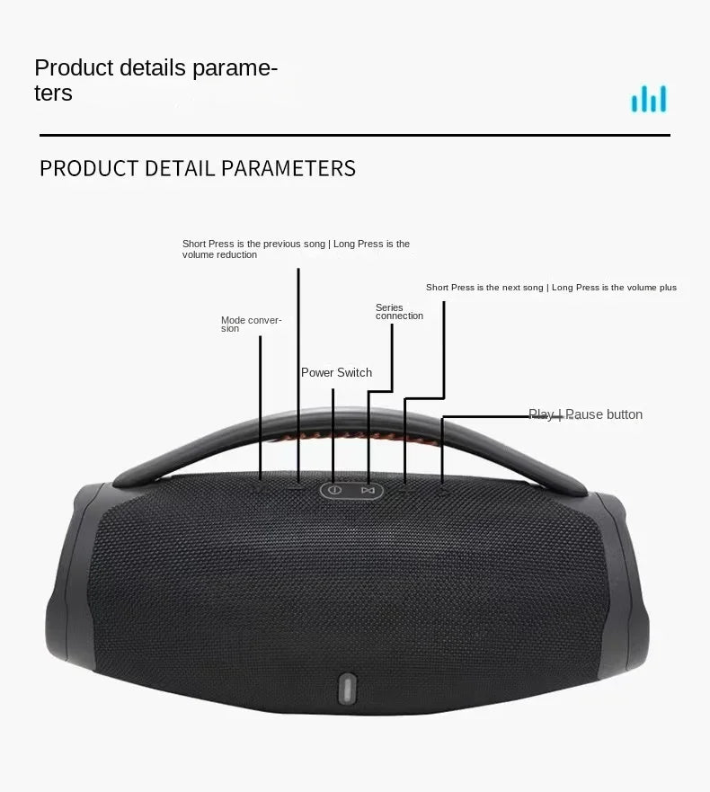 100W High-Power Bluetooth Speaker Outdoor Portable Waterproof RGB Color Light Wireless Subwoofer 360 Stereo Surround TWS Speaker