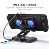 Steam Deck Dock with Dual Fans 4K 60Hz HDMI 100W Fast Charging Gigabit Ethernet Hub All-in-One Cooling Stand for Steam Deck