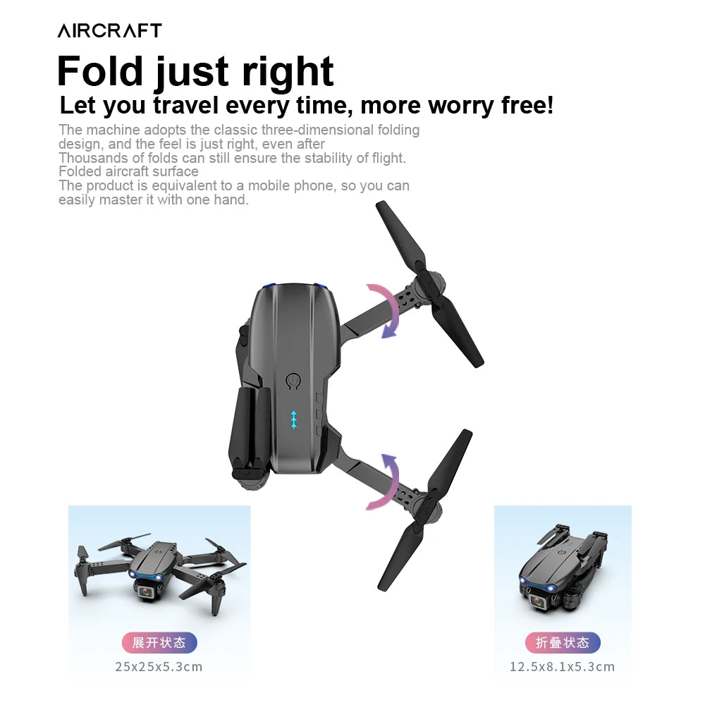 2024 New Drone With 4K Professional Camera High-Definition Dual Camera Lens Long Battery Life LED Night Flight Lights Toy Gift