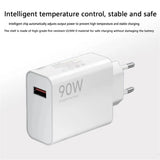 90W Turbo Fast USB Charger Adapter with 6A Type-C Cable for Xiaomi 15 14 13 12 11 10 Ultra, Redmi Note 12T 13 Pro
