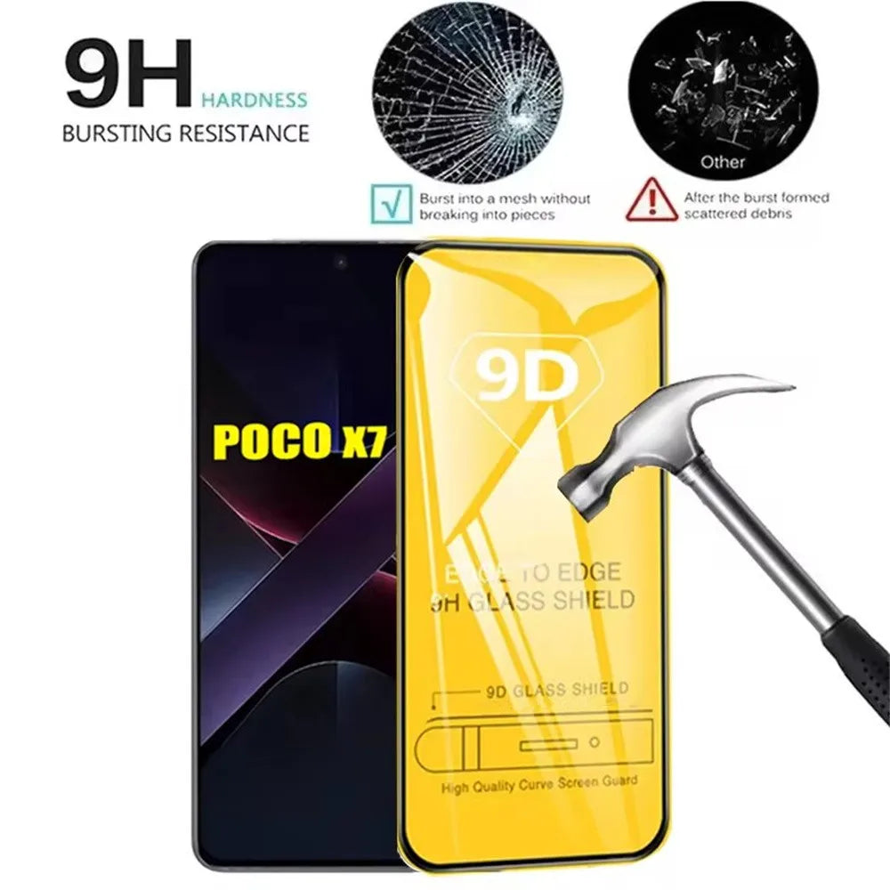 Protective 9D Tempered Glass Screen Protector for POCO X7 X6 X5 X4 X3 Pro C75 C65 C40 M7 M6 F6 F5 Pro