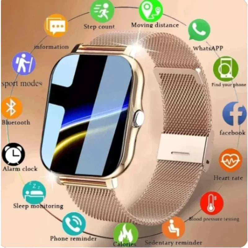 1.44" Smart Watch for Android – Full Touch Color Screen, Bluetooth Call, Magnetic Charging