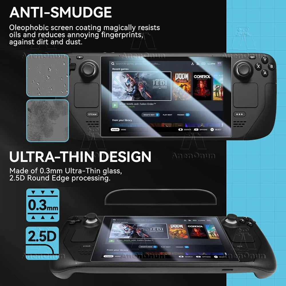 Steam Deck/Steam Deck Oled Tempered Glass Screen Protector 2.5D Curved Edge 9H Hardness Shatterproof Anti-Scratch HD Bubble-Free