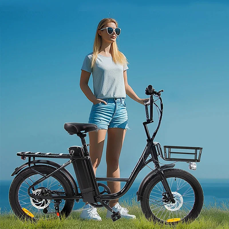 20-inch electric bike, stylish city commuter bike with 750W efficient motor, 48V-10ah lithium battery outing electric moped
