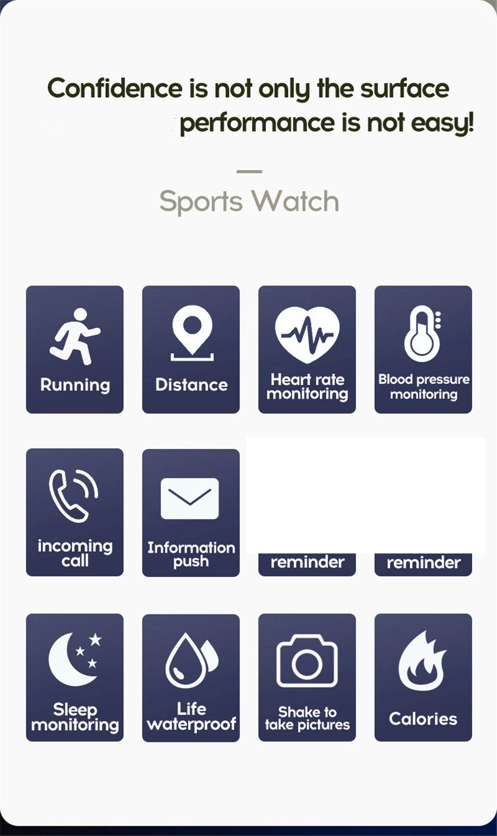 Smart Watch for Men & Women – Fitness Smart Band with Sport Mode, Music Control, Calorie & Distance Tracking, Message Reminder for Android & iOS