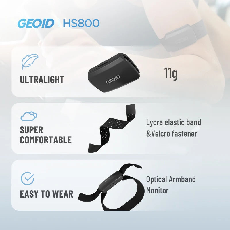 GEOID Armband Heart Rate Monitor HS800 – Fitness Tracker HR Sensor for Exercise, Cycling, Yoga & Sports (HS500 Compatible)